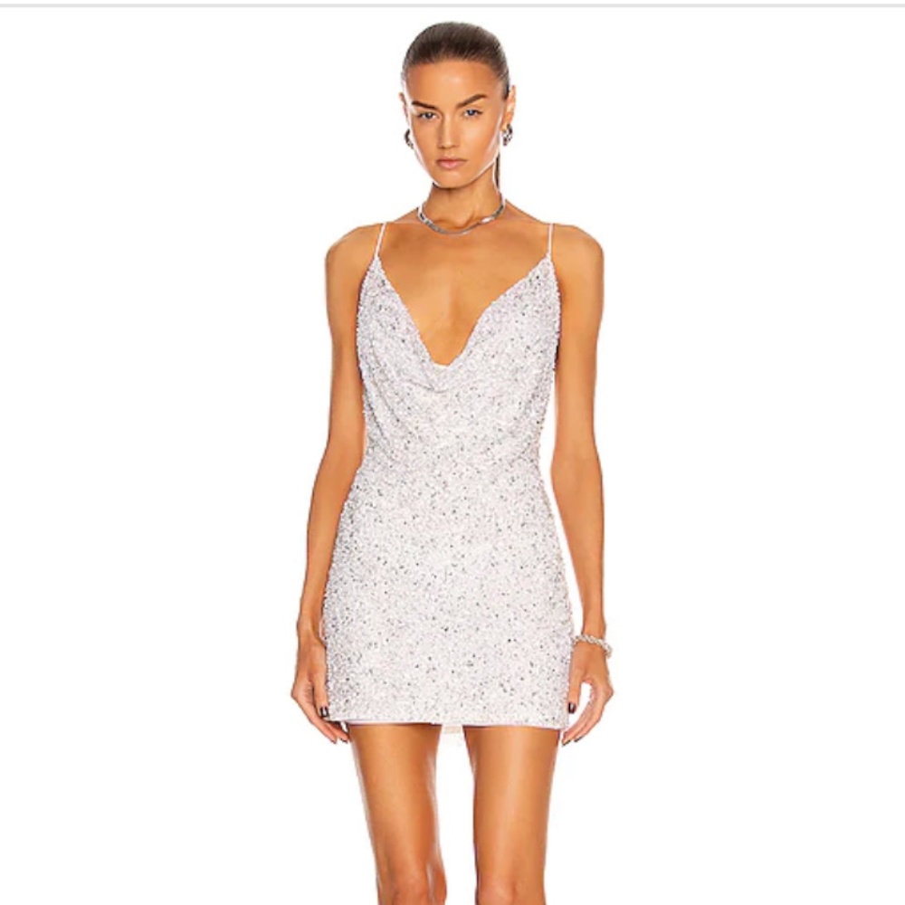 Retrofete Mich Dress in White/Silver